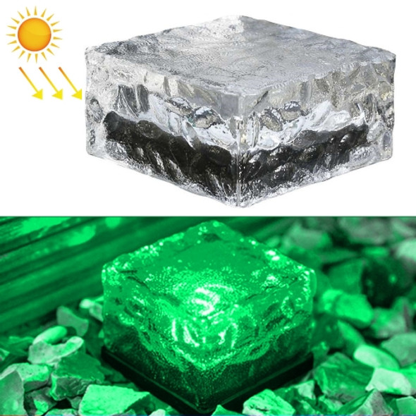 Solar Powered Square Tempered Glass Outdoor LED Buried Light Garden Decoration Lamp IP55 Waterproof，Size: 10 x 10 x 5.2cm(Green Light)