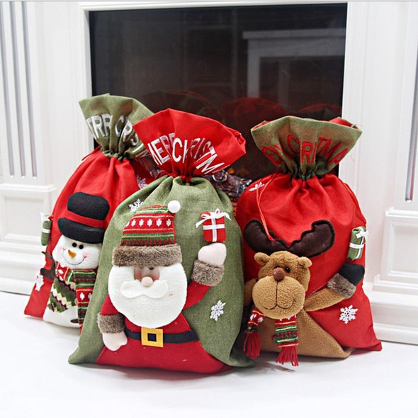 Large Three-dimensional Doll Linen Gift Bag Santa Claus Backpack Holiday Gift Bag Christmas Decorations(T2003 Old Man)