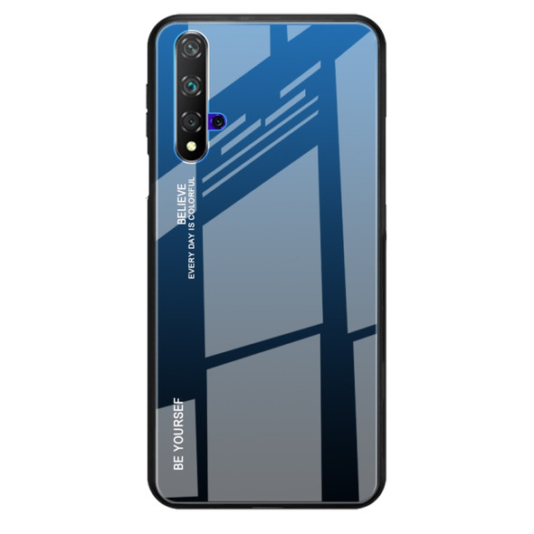 For Huawei Honor 20 Gradient Color Glass Case(Blue)