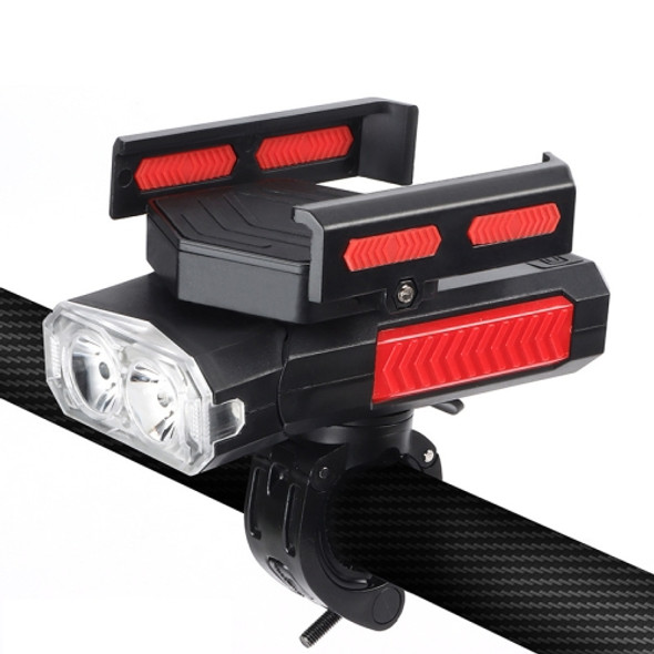 MT-001 5 in 1 Outdoor Cycling Bike Front Light With Emergency Light & Horn Bracket, 4000 mA (Red Black)