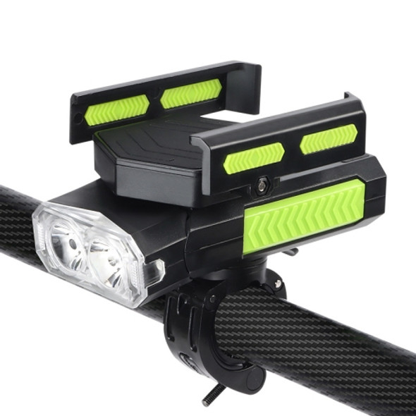MT-001 5 in 1 Outdoor Cycling Bike Front Light With Emergency Light & Horn Bracket, 4000 mAh (Green Black)