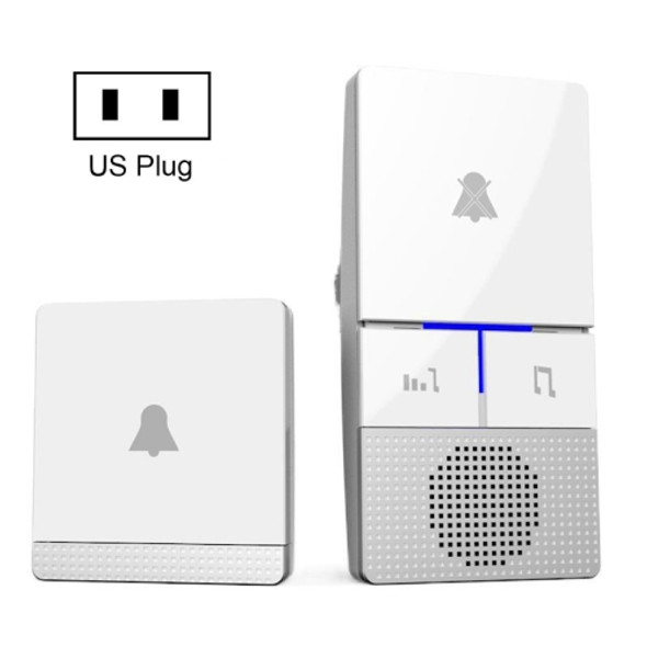 Self-Powered Doorbell Elderly Pager Wireless Home Long-Distance Electronic Doorbell with 38 Chord Music(US Plug White)