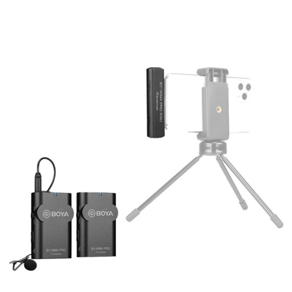 BOYA BY-WM4 Pro K4 Dual-Channel 2.4G Wireless Lavalier Microphone System with 2 Transmitters and 8 Pin Receiver for Smartphones and Cameras