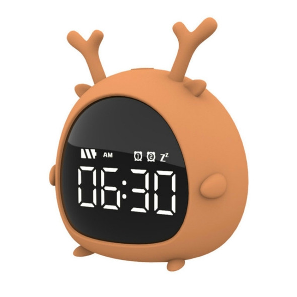 Creative Cartoon Elf Student Big Display Bedside Alarm Clock(Deer)