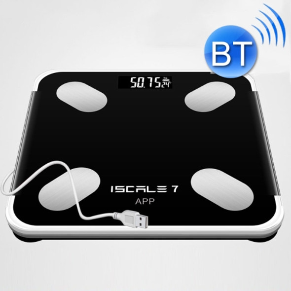 ISCRLE7 Smart Weight Scale Bluetooth Body Fat Measuring Instrument Charging Model(Bright Black)