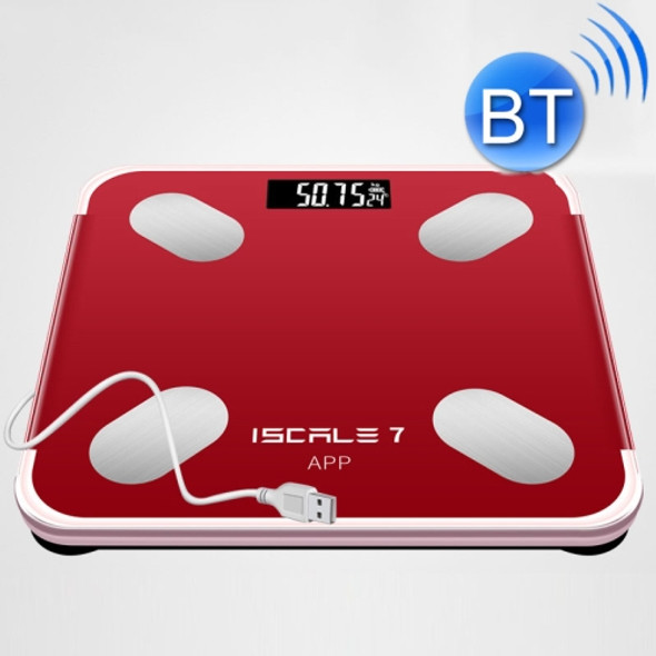 ISCRLE7 Smart Weight Scale Bluetooth Body Fat Measuring Instrument Charging Model(Red)