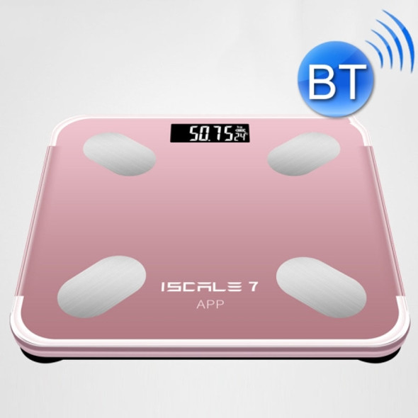 ISCRLE7 Smart Weight Scale Bluetooth Body Fat Measuring Instrument Battery Model(Rose Gold)