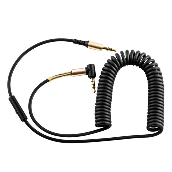 hoco UPA02 AUX Spring Audio Cable with Microphone, Support Call & Wire Control Function, Cable Length: 2m(Black)