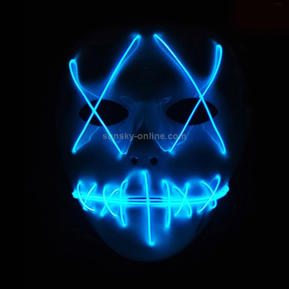 Halloween Terror Ghost Cosplay Mask LED Luminous Flash Mask (Ice Blue Light)