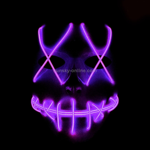 Halloween Terror Ghost Cosplay Mask LED Luminous Flash Mask (Purple Light)
