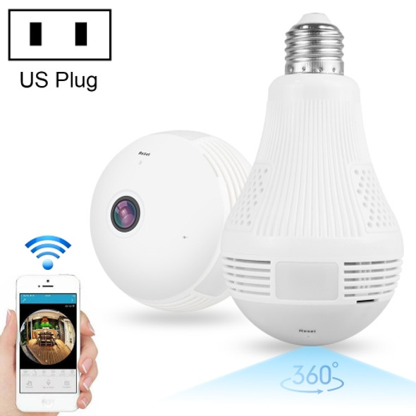 DP1 1.3 Million Pixels 360 Degrees Viewing Angle Light Bulb WiFi Camera, Support One Key Reset & TF Card & Night Vision, US Plug