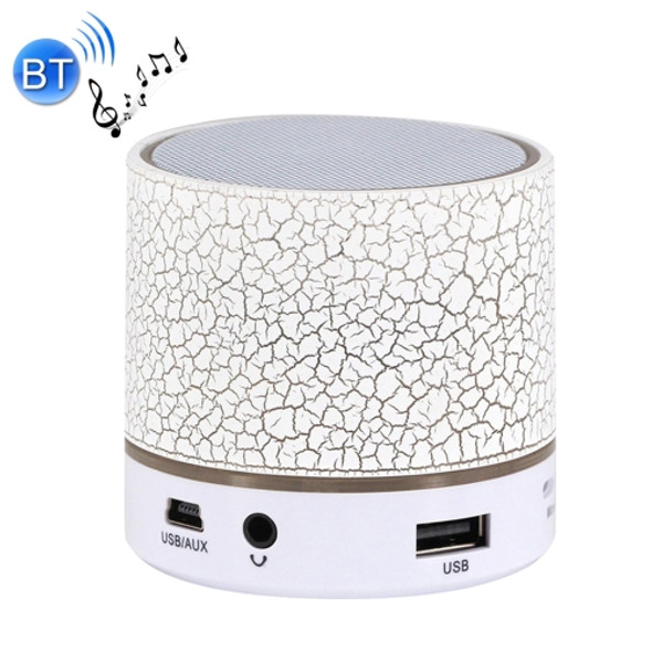 A9 Mini Portable Glare Crack Bluetooth Stereo Speaker, with Built-in MIC & LED, Support Hands-free Calls & TF Card & AUX IN, Bluetooth Distance: 10m(White)