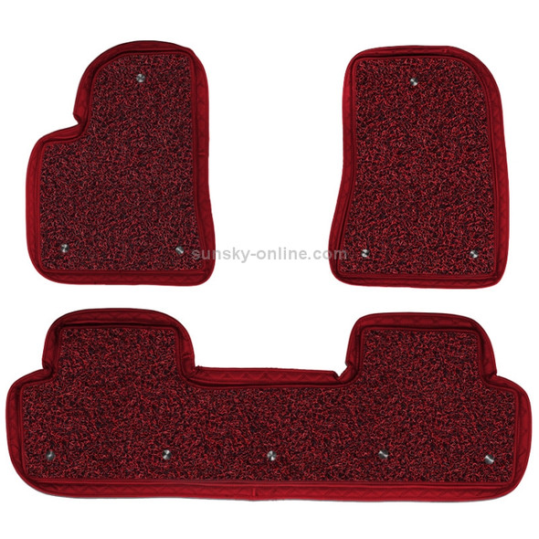 3 in 1 Car Double Anti-skid Wired Ring Foot Mat for Tesla Model 3 (Red)