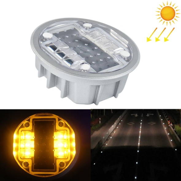 Solar Round Embedded Road Stud Light Car Guidance Light Road Deceleration Light, Flashing Bright Version (Yellow)