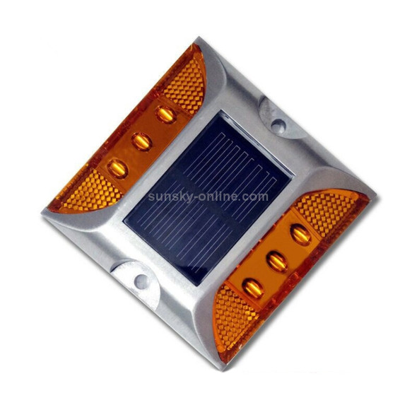 Solar Square Road Stud Light Car Guidance Light Road Deceleration Light, Constantly Bright Version (Yellow)