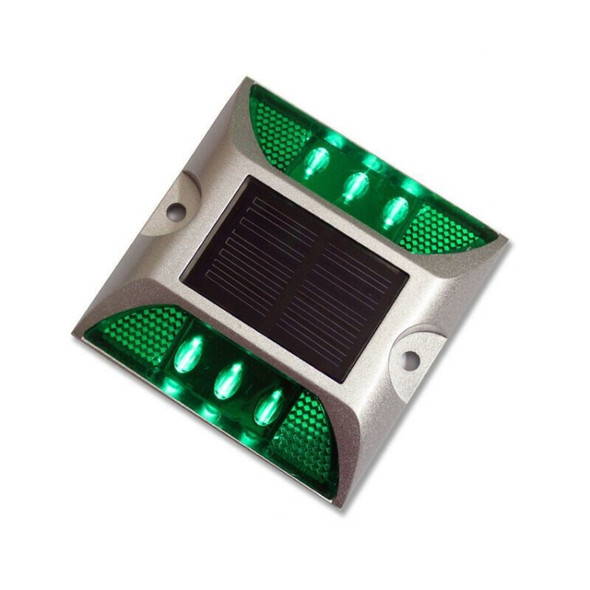 Solar Square Road Stud Light Car Guidance Light Road Deceleration Light, Constantly Bright Version (Green)