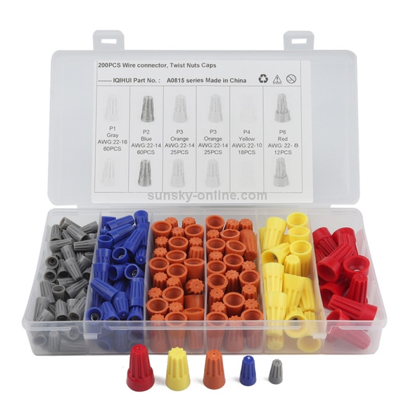 200 PCS Car Electrical Wire Nuts Crimp Wire Terminal Wire Connect Assortment Kit