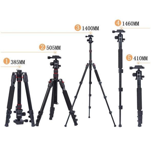 TRIOPO Oubao A-208S Adjustable Portable  Aluminum Aalloy Tripod with Ball Head for SLR Camera
