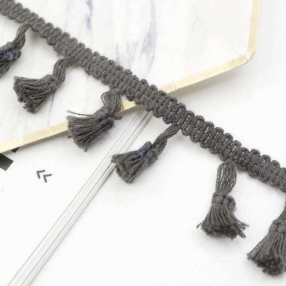 25 Metres 4.5cm Cotton Thread Broom Lace Ribbon Tassel Ethnic For Craft DIY Curtain Home Decorative Clothes Sewing Accessories(Dark Grey)