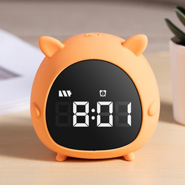 Creative Cartoon Elf Student Big Display Bedside Alarm Clock(Fox)