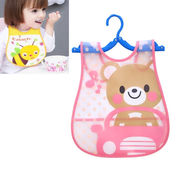 5 PCS Adjustable Baby Bibs Plastic Waterproof Lunch Feeding Bibs Baby Cartoon Feeding Cloth Children Baby Apron(Pink bear)