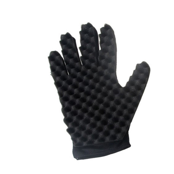 4 PCS Sponge Wipe Black Hair Styling Gloves(Single-Sided-Right-Wavy)