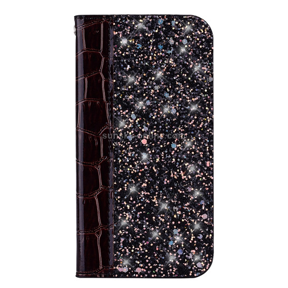 Crocodile Texture Glitter Powder Horizontal Flip Leather Case for Huawei P30 Lite, with Card Slots & Holder (Black)