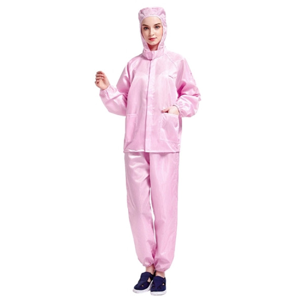 Striped Anti-static Split Hood Dust-proof Work Suit, Size:XXXL(Pink)