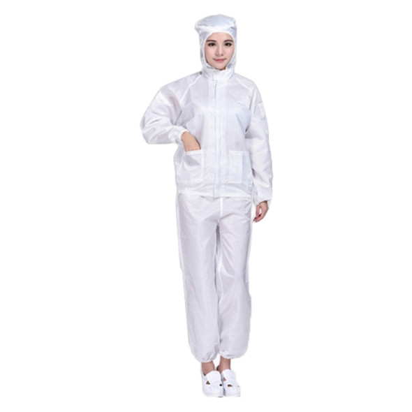 Striped Anti-static Split Hood Dust-proof Work Suit, Size:XL(White)