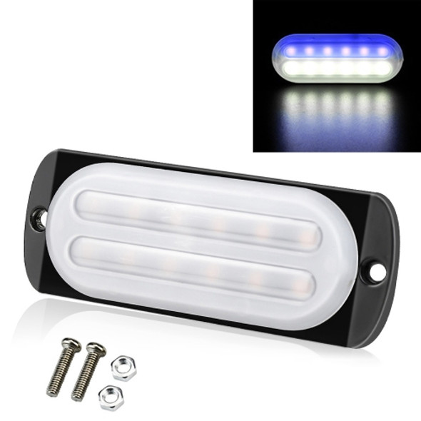 DC12V-24V / 36W Car Truck Emergency Strobe Flash Warning Light 12LEDs Ultra-thin Side Lights(White + Blue)