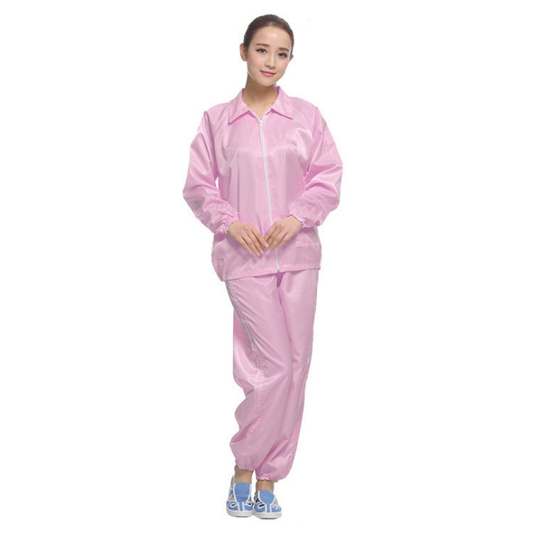 Anti Static Split Lapel Dustless Clothing Food Protection Stripe Clean Clothes, Size:XXXXXL(Pink)