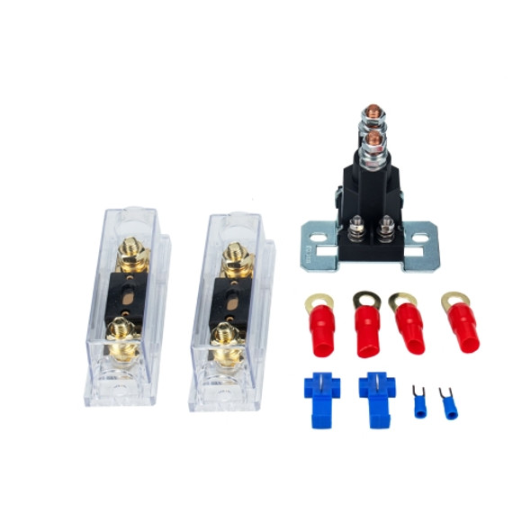 Car Modification Small Contact 12V / 500A Contact Dual Battery High Current DC Relay with 60A Fuse Holder + 80A Fuse Kit