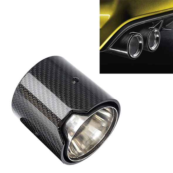 Car Modified MP Exhaust Pipe Glossy 90mm Carbon Fiber Short Tail Throat for BMW 3 Series, Air Inlet Diameter:60mm
