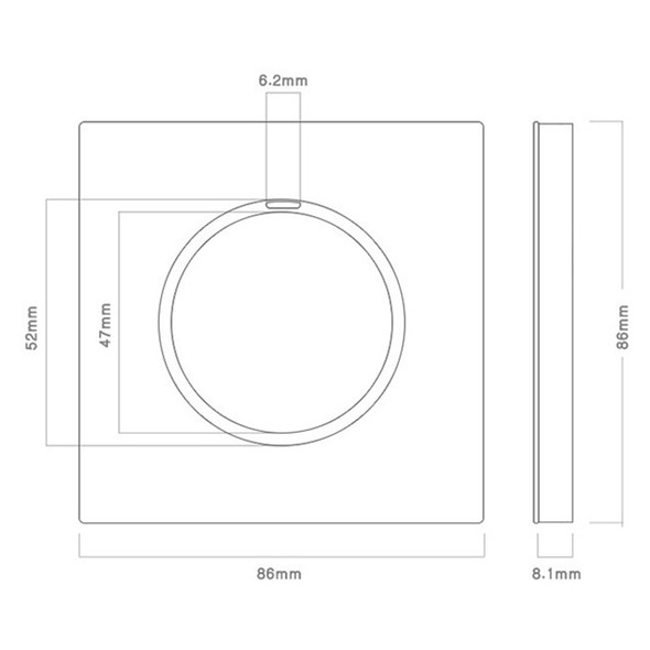 86mm Round LED Tempered Glass Switch Panel, Gray Round Glass, Style:Telephone-Computer Socket