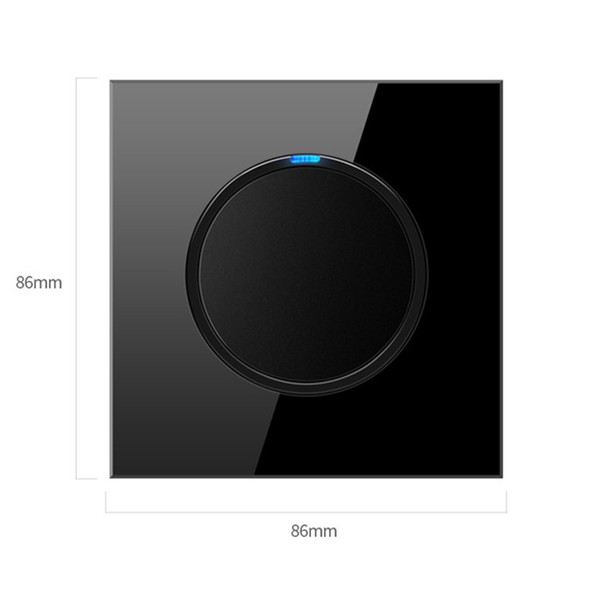 86mm Round LED Tempered Glass Switch Panel, Black Round Glass, Style:Four Open Dual Control