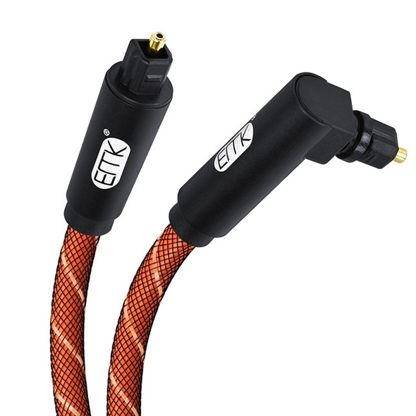 EMK 90 Degree Swivel Adjustable Right Angled 360 Degrees Rotatable Pulg Nylon Woven Mesh Optical Audio Cable, Cable Length:1m(Orange)