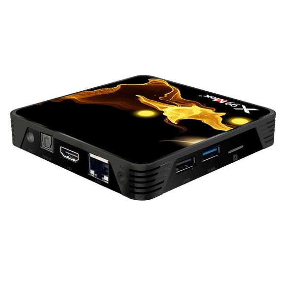 X99 Max+ 8K Smart TV Box, Android 9.0, Amlogic S905X3 Quad-Core Cortex-A55,4GB+64GB, Support LAN, HDMI, 2.4G/5G WiFi, USBx2,TF Card, UK Plug