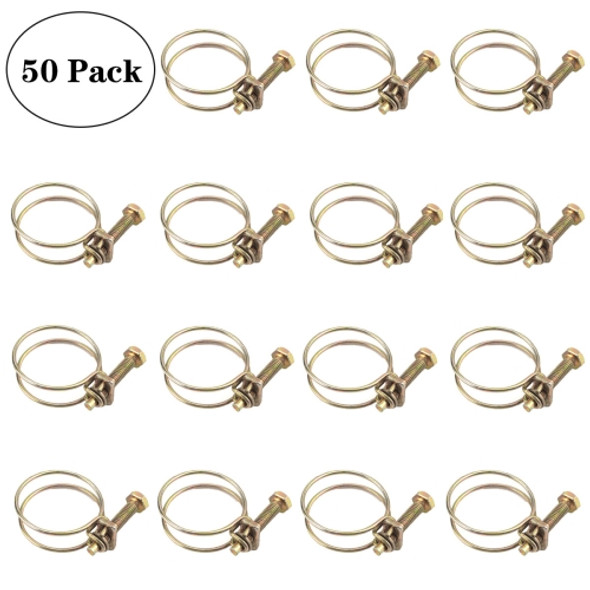 50 PCS M35 Adjustable Color Galvanized Iron Double Wire Hose Clamps