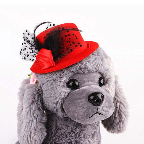 Pet European Gentleman Hat Pet Headwear Hat(Red)