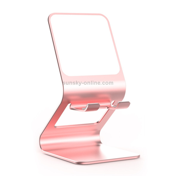 Universal Mobile Phone / Tablet PC Multifunctional Metal Desktop Stand with Makeup Mirror (Pink)