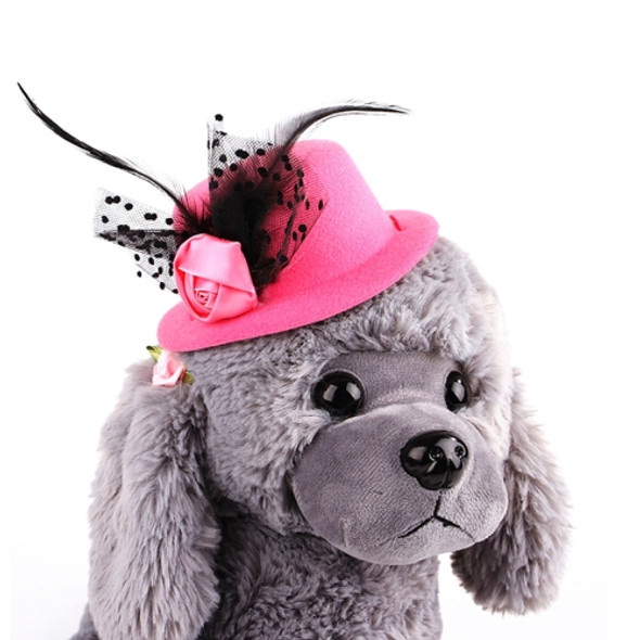 Pet European Gentleman Hat Pet Headwear Hat(Rose Red)