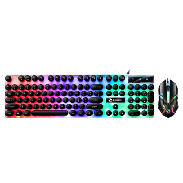 TX300 Mechanical Feel Backlight Punk Wired Keyboard Mouse Set (Black)