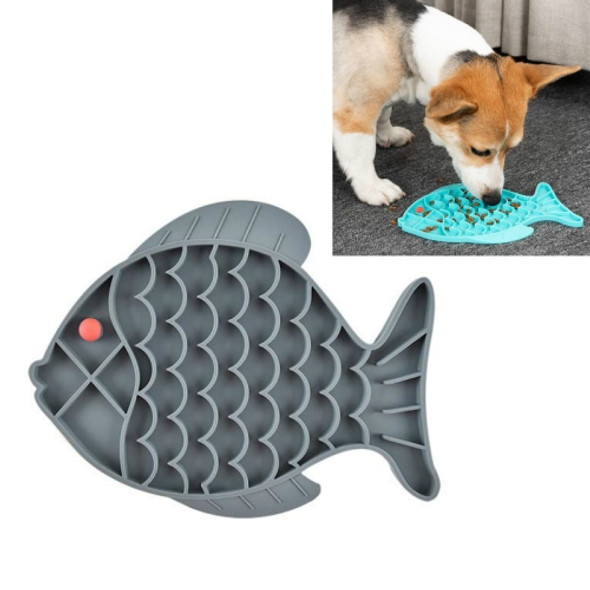 2 PCS Pet Cats and Dogs Silicone Slow Food Mat Anti-choke Bowl, Style:Fish Type(Gray)