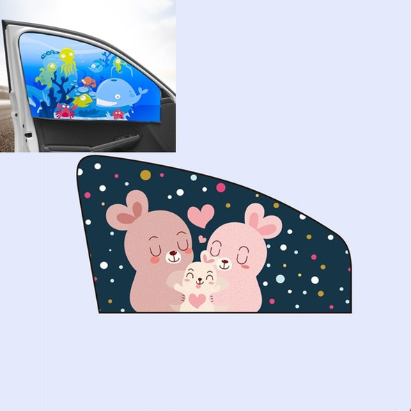 Car Cartoon Magnetic Sunshade Sunscreen Telescopic Collapsible Sunshield, Size:Driving(Rabbit)