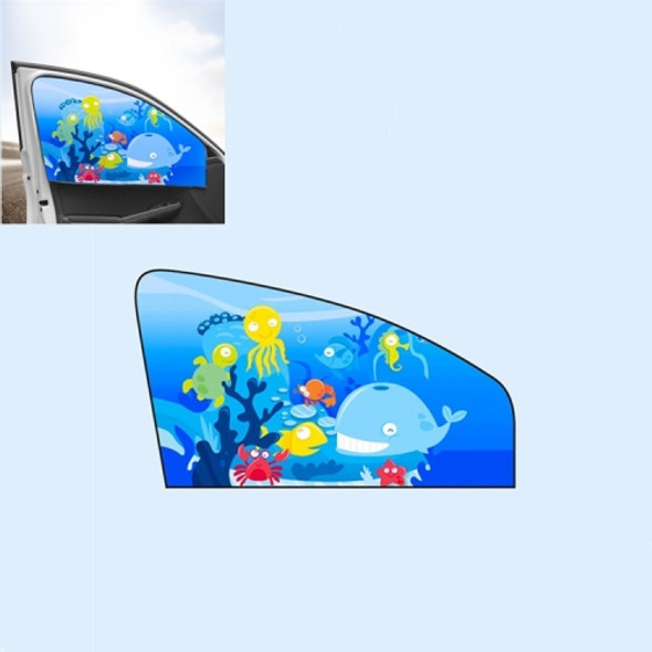 Car Cartoon Magnetic Sunshade Sunscreen Telescopic Collapsible Sunshield, Size:Driving(Underwater World)