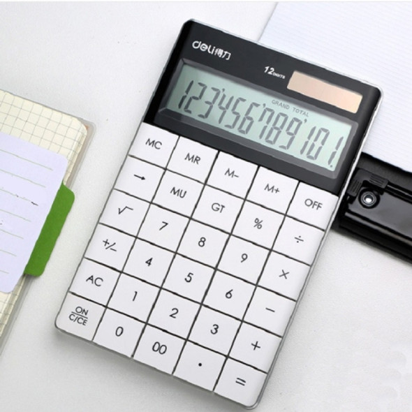 Deli 1589 Solar Large Button Calculator Office Business Colorful Portable Tablet Calculator(White)