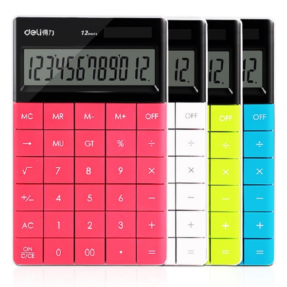 Deli 1589 Solar Large Button Calculator Office Business Colorful Portable Tablet Calculator(White)