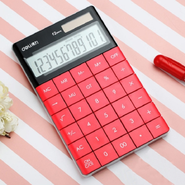 Deli 1589 Solar Large Button Calculator Office Business Colorful Portable Tablet Calculator(Red)