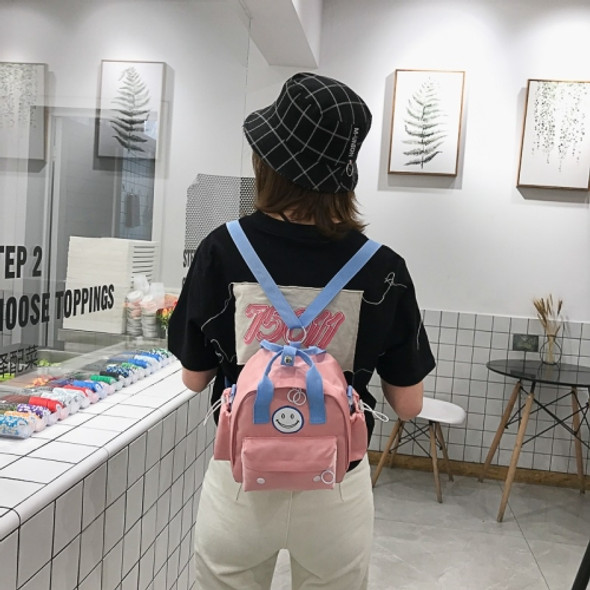 Fresh Smile Double Shoulders Bag Double Zippers Backpack Bag (Pink)