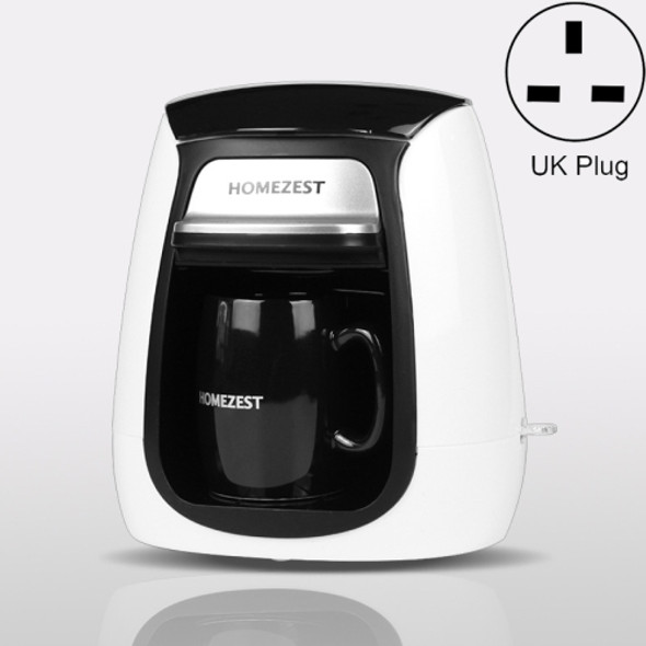 Homezest Household Mini Single Cup Coffee Pot Portable Ceramic Cup Automatic Coffee Machine, Style:UK Plug(White)